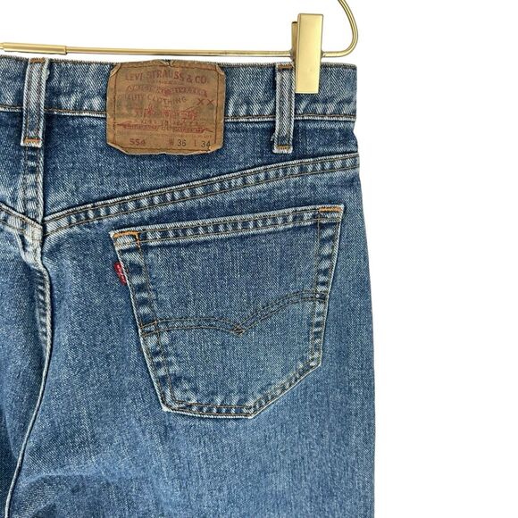 Levis 554 Jeans Mens 36 x 34 Blue Relaxed Straight Vintage 90's USA Cotton Denim - Picture 10 of 15